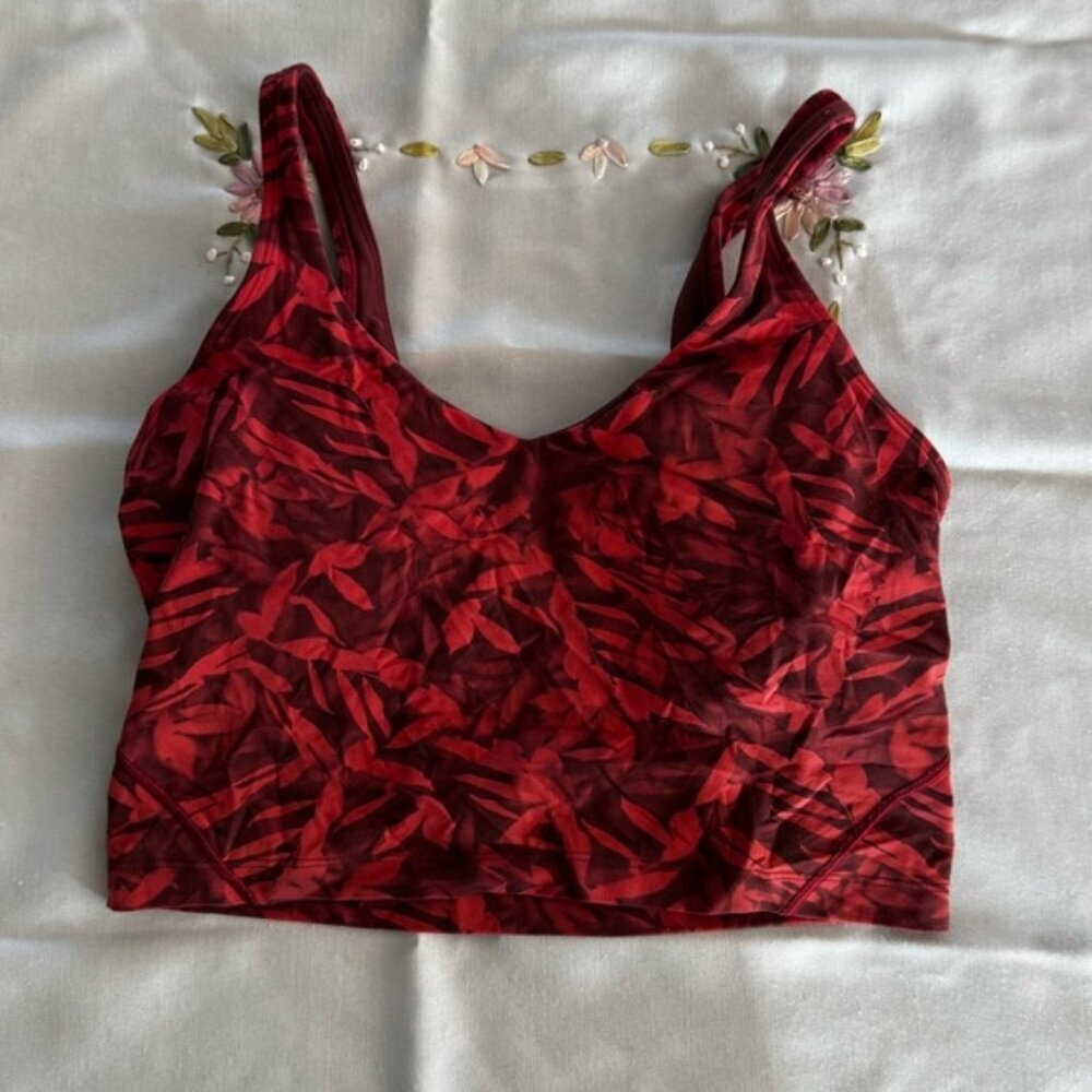 Lululemon Align Cropped Tank Top Spray Leaf Fireside Red Multi Size 8